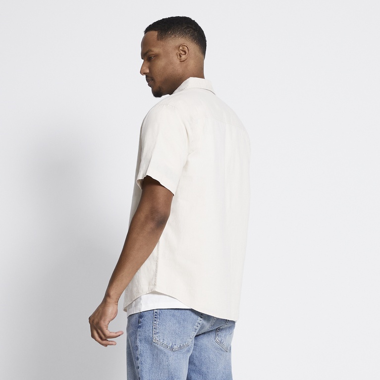 Short sleeve linen blend shirt "Isak" Light Beige